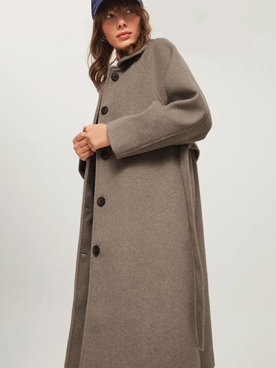 Manteau long ceinturé brossé