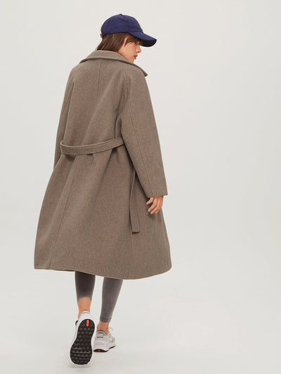 Manteau long ceinturé brossé