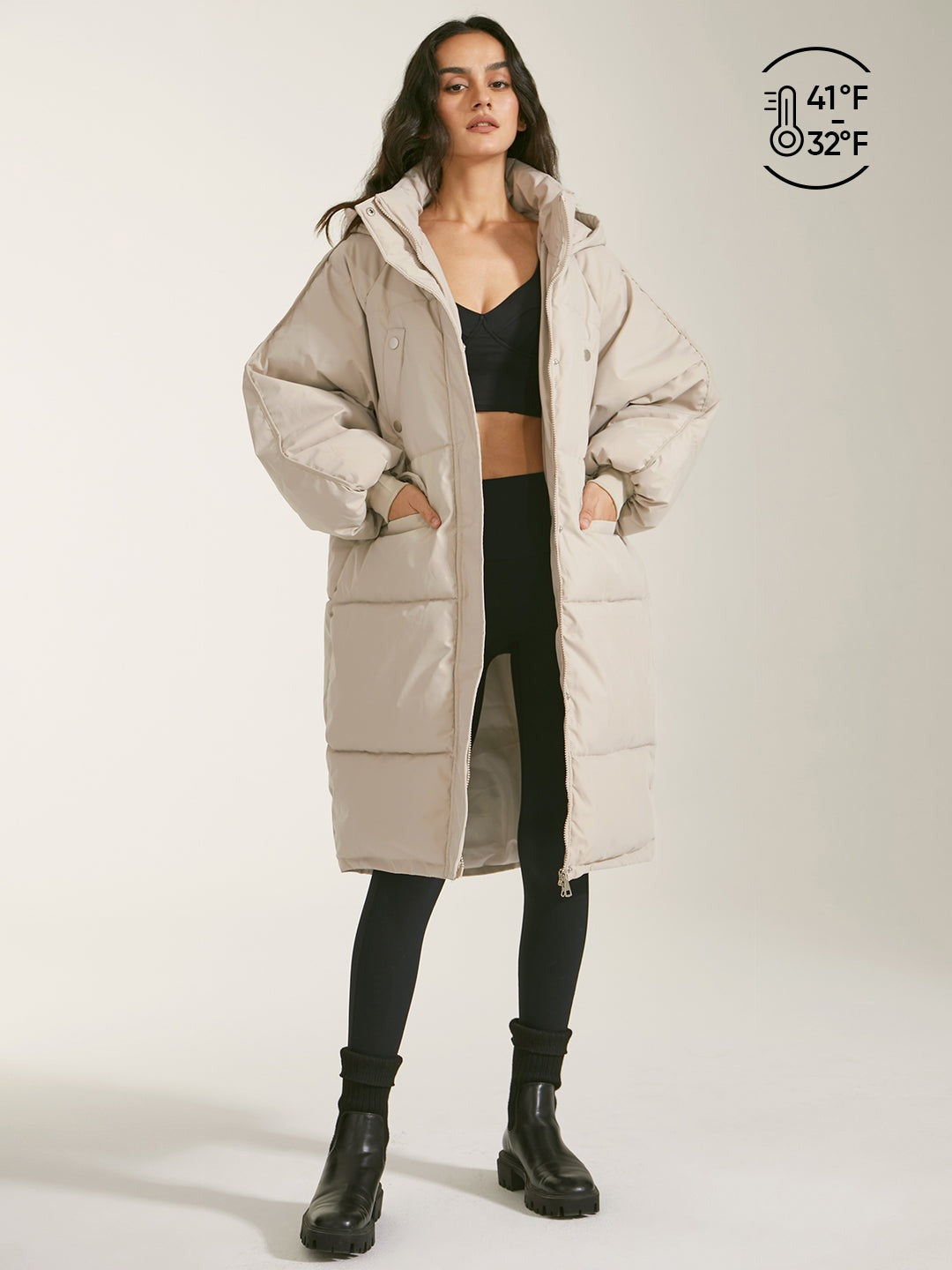 Manteau parka long à capuche