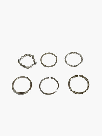 6pcs anneaux ouverts en argent