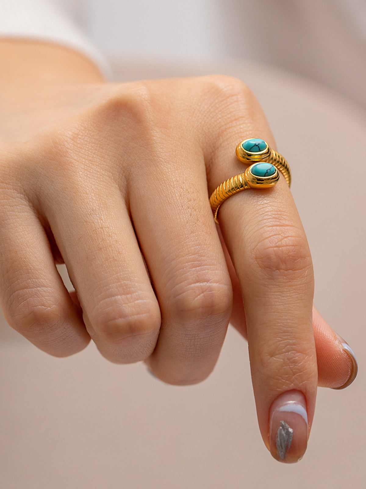 1pc Bague serpent saphir et turquoise