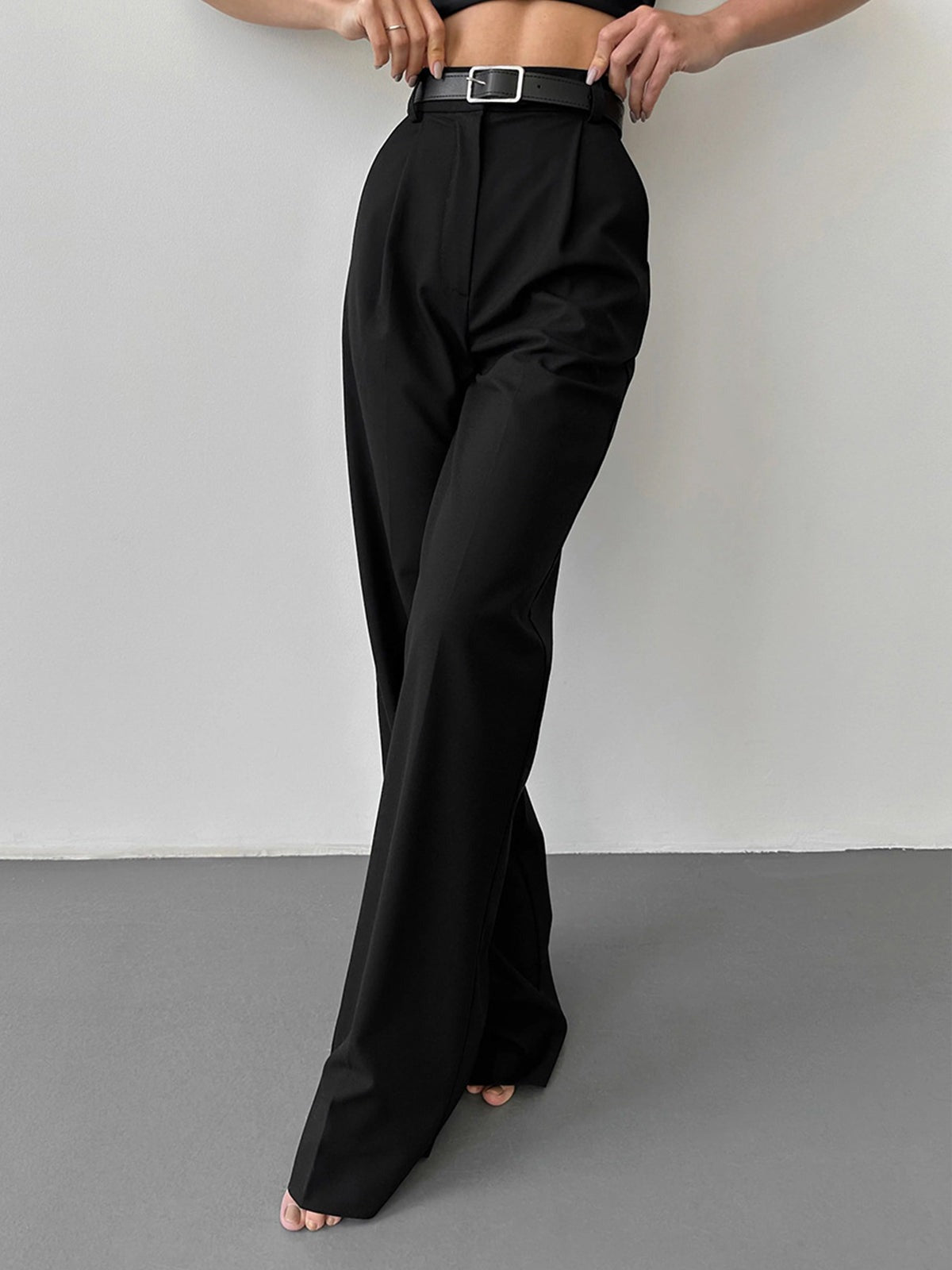 Pantalon large à taille haute iris