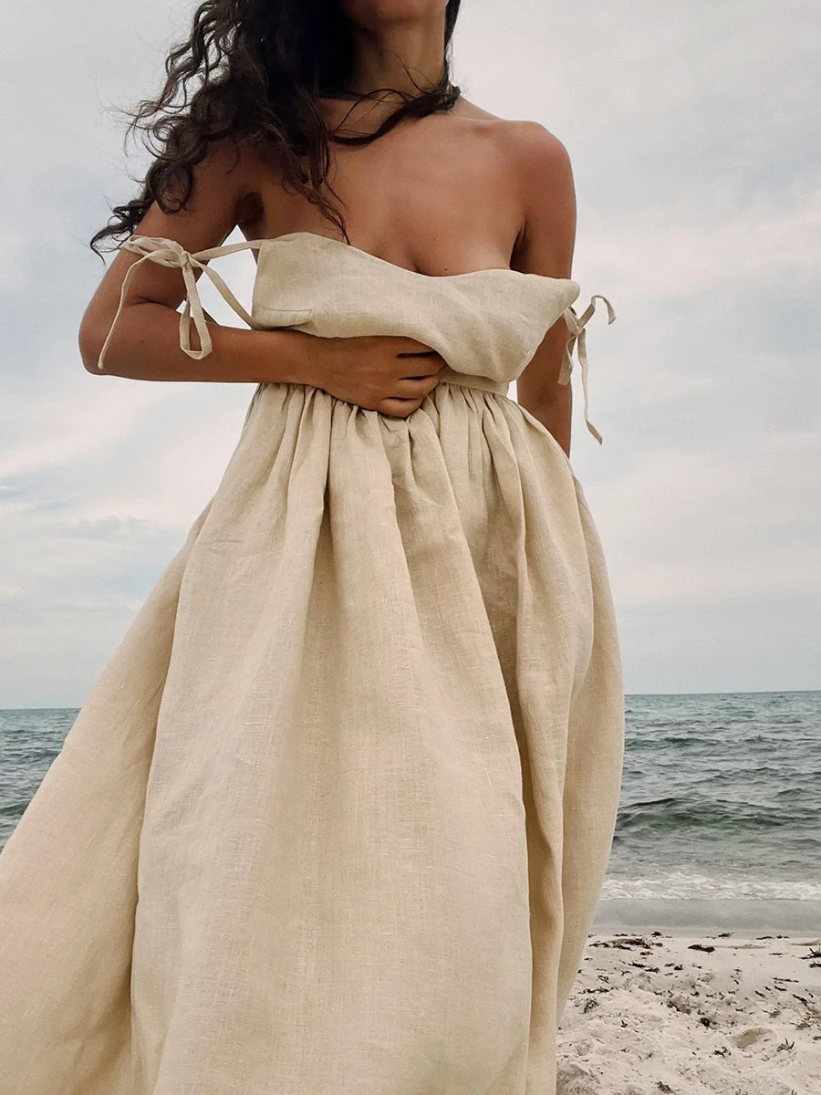 Cotton/linen beach dress: Vintage style