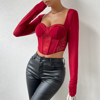 Vemina - Long Sleeve Knitted Crop Top