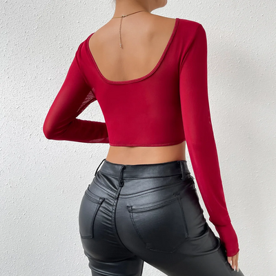 Vemina - Long Sleeve Knitted Crop Top