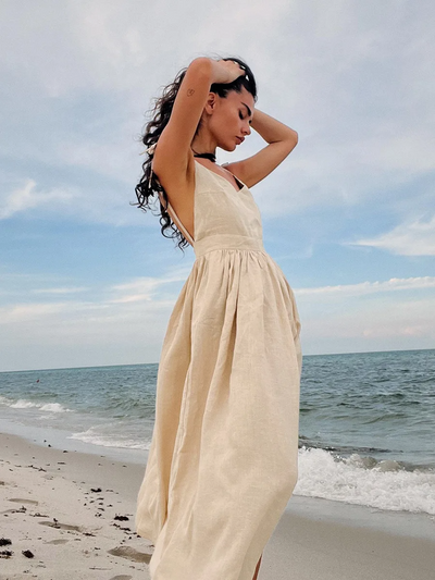 Cotton/linen beach dress: Vintage style